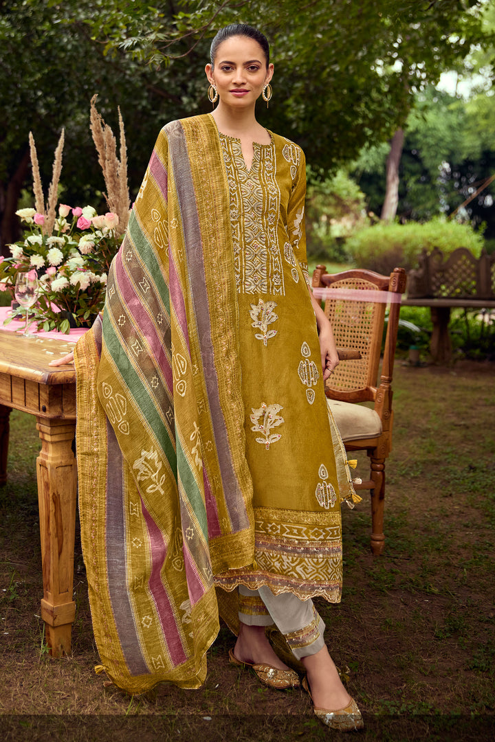 Pure Tissue Hand Batik Print With Hand Work Salwar Kameez