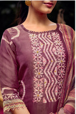 Load image into Gallery viewer, Purple Pure Tissue Hand Batik Print With Hand Work Salwar Suit
