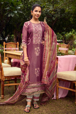 Load image into Gallery viewer, Purple Pure Tissue Hand Batik Print With Hand Work Salwar Suit
