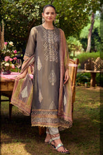 Load image into Gallery viewer, Pure Tissue Hand Batik Print With Hand Work Salwar Kameez In Grey Color
