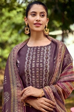 Load image into Gallery viewer, Pure Tissue Hand Batik Print With Hand Work Salwar Suit In Purple Color
