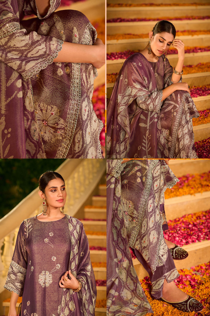 Premium Pure Organza Embroidered Salwar Kameez With Gold Zari Dupatta