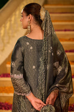Load image into Gallery viewer, Designer Organza Jacquard Digital Print Salwar Suit With Fancy Lace Work