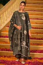 Load image into Gallery viewer, Designer Organza Jacquard Digital Print Salwar Suit With Fancy Lace Work