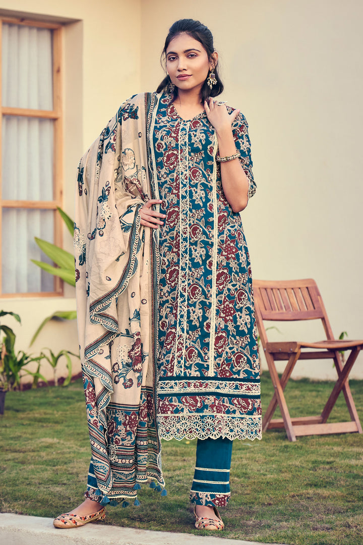 Ethnic Pure Cotton Embroidered Salwar Suit Set