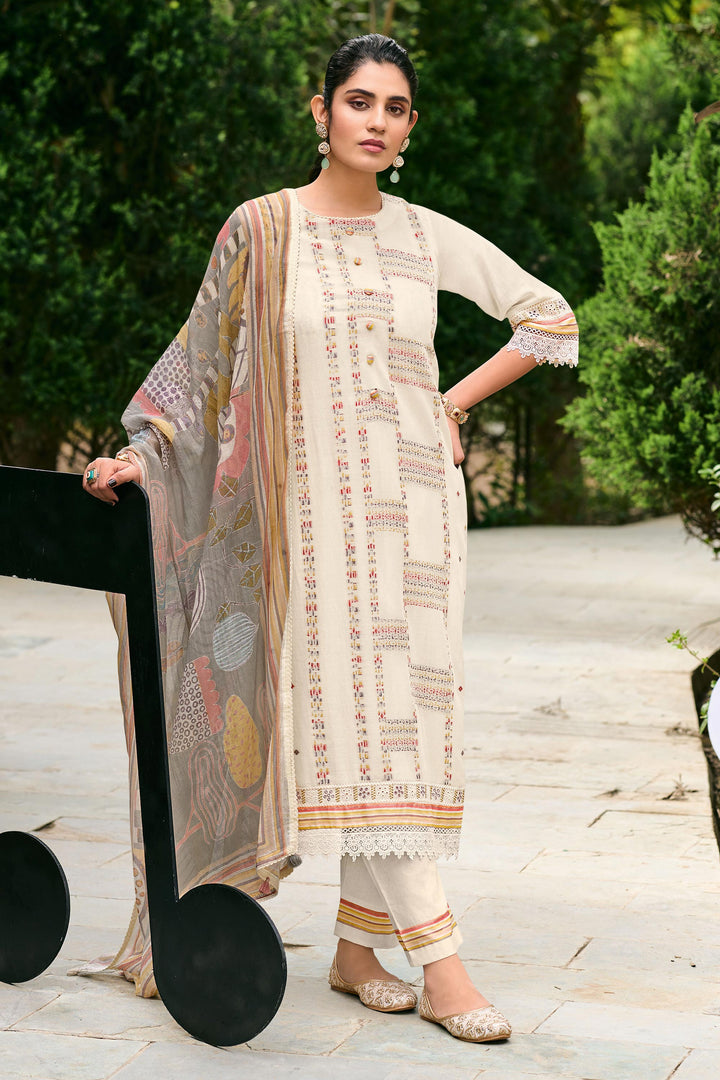 Premium Mal Chanderi Jacquard Embroidery Work Daily Wear Salwar Suit