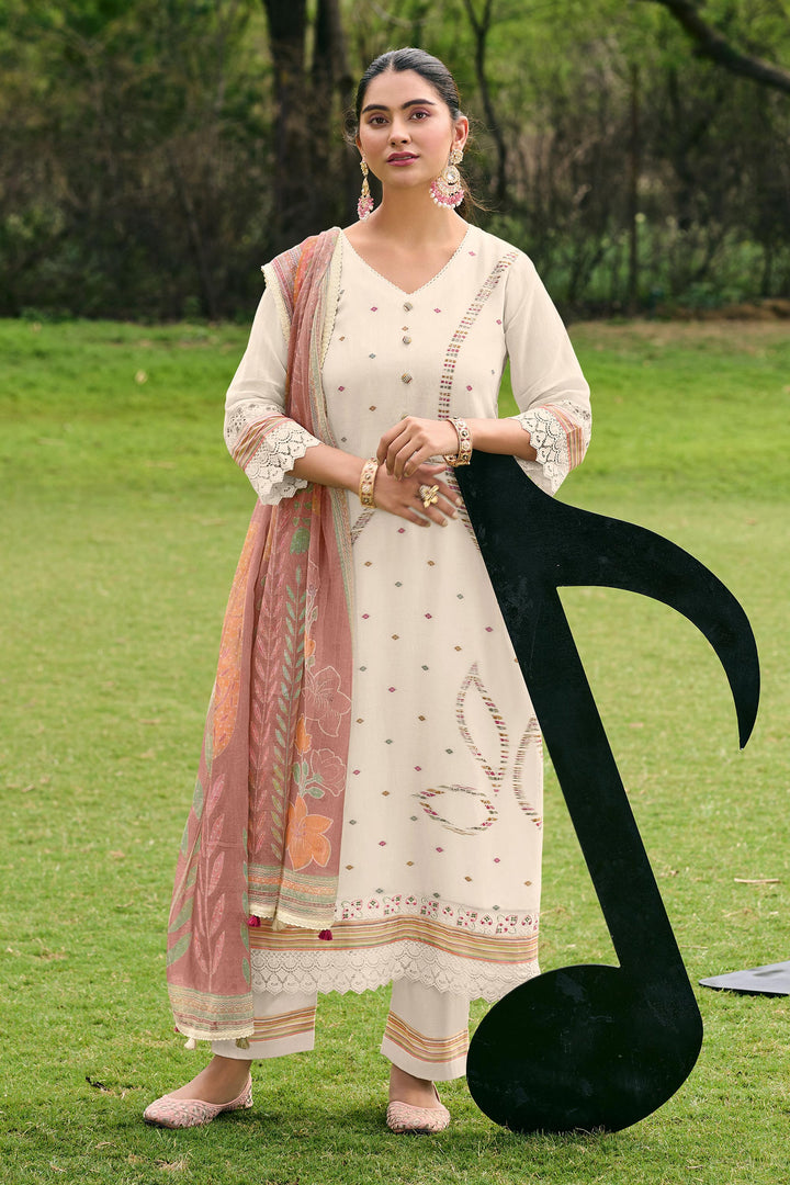 Stylish Mal Chanderi Jacquard Casual Wear Salwar Suit