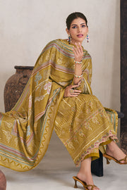 Digital Print Premium Corduroy Mustard Casual Dress