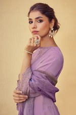 Load image into Gallery viewer, Purple Color Pure Organza Fabric Embroidered Designer Long Salwar Suit
