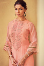 Load image into Gallery viewer, Pink Color Pure Organza Fabric Embroidered Designer Long Suit