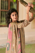 Load image into Gallery viewer, Pure Pashmina Shimmar Embroidery Digital Print Long Salwar Kameez
