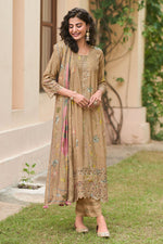 Load image into Gallery viewer, Pure Pashmina Shimmar Embroidery Digital Print Long Salwar Kameez
