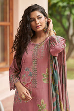 Load image into Gallery viewer, Pink Color Pure Pashmina Shimmar Embroidery Digital Print Long Suit
