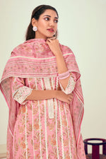 Load image into Gallery viewer, Pure Cotton Block Print With Embroidery Work Long Salwar Kameez In Pink Color
