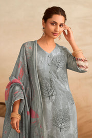 Premium Digital Printed Muslin Salwar Suit With Embroidered Sleeves And Fancy Dupatta