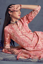 Load image into Gallery viewer, Pure Organza Pink Heavy Lakhnavi Embroidered Long Straight Cut Salwar Suit
