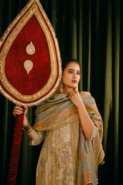 Beige Color Fascinatig  Digital Print Tissue fancy jacquard Salwar Suit