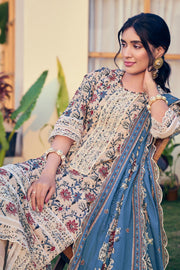 Beige Color Pure Cotton Block Print Long Straight Cut Dress