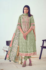 Load image into Gallery viewer, Sea Green Pure Cotton Block Print With Embroidery Work Salwar Suit
