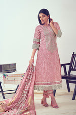 Load image into Gallery viewer, Pink Pure Cotton Block Print With Embroidery Work Salwar Suit
