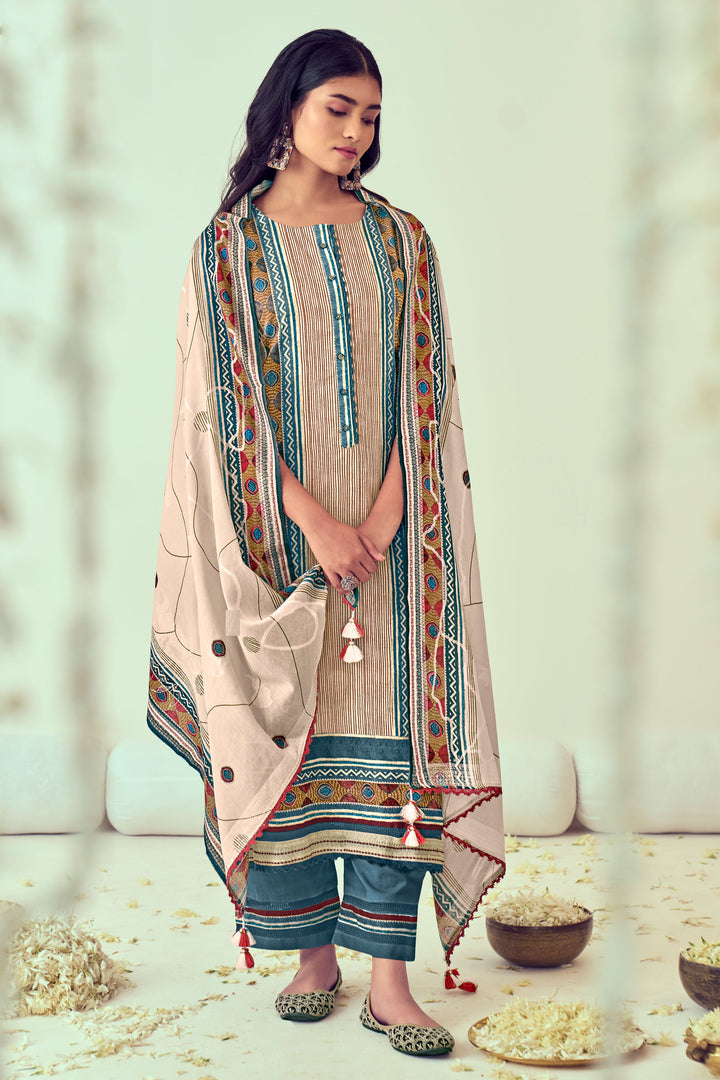 Multi Color Pure Cotton Digital Print With Embroidery Work Salwar Kameez