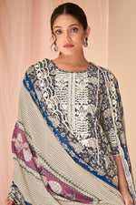 Load image into Gallery viewer, Pure Cotton Block Print With Embroidery Work Salwar Suit In Grey Color
