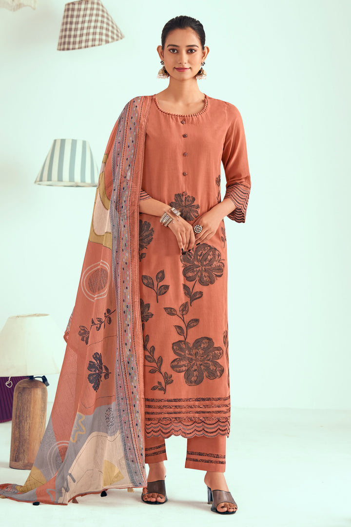 Elegant Malai Chanderi Jacquard Print Salwar Kameez