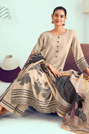 Traditional Malai Chanderi Jacquard Salwar Kameez Set With Cotton Bottom