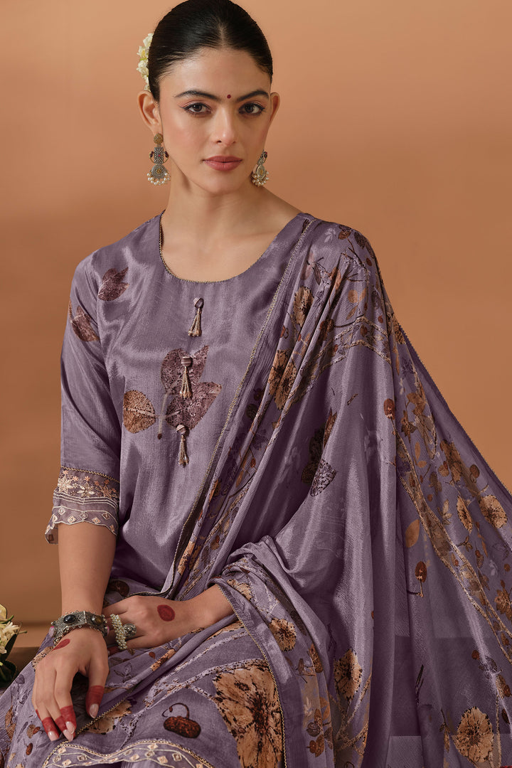 Premium Chinon Digital Print Embroidered Salwar Suit