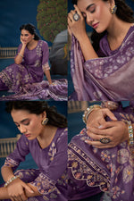 Load image into Gallery viewer, Purple Pure Burberry Silk Digital Print Designer Salwar Kameez
