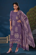 Load image into Gallery viewer, Purple Pure Burberry Silk Digital Print Designer Salwar Kameez
