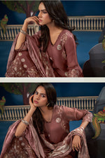 Load image into Gallery viewer, Brown Pure Burberry Silk Digital Print Designer Salwar Suit
