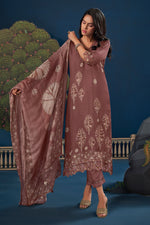 Load image into Gallery viewer, Brown Pure Burberry Silk Digital Print Designer Salwar Suit
