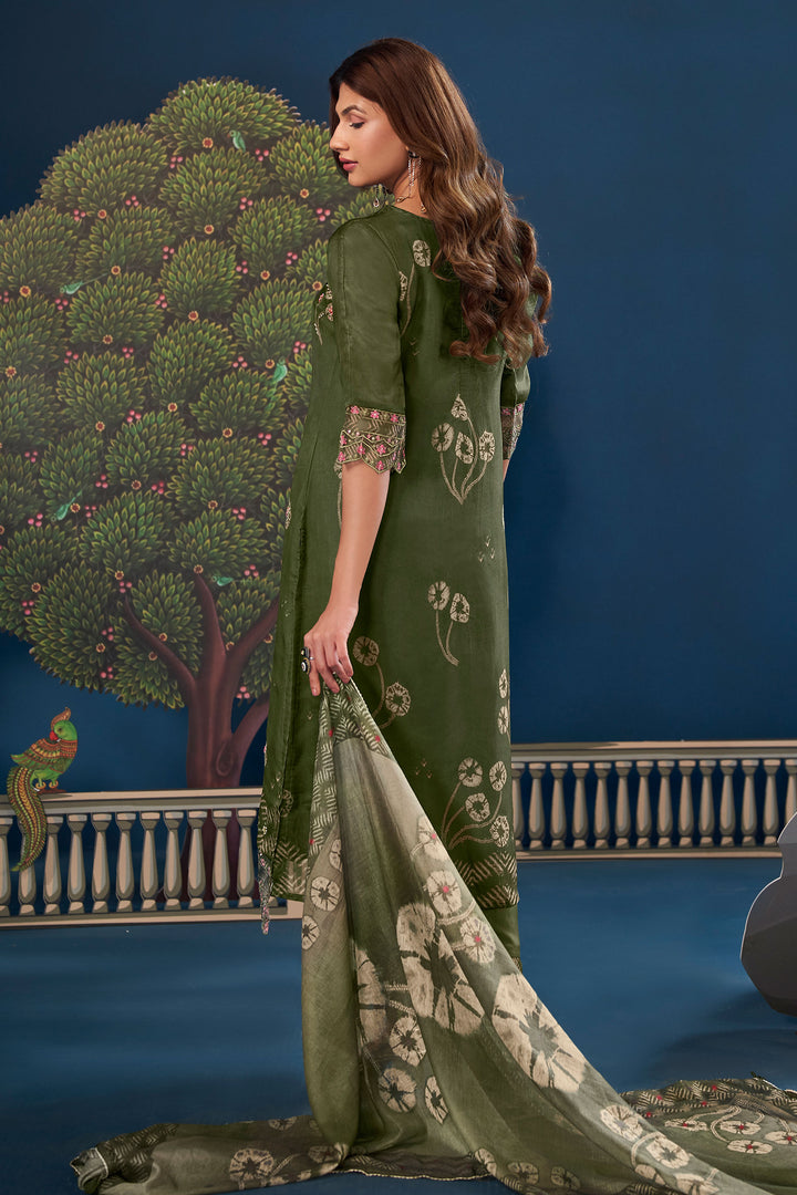 Green Pure Burberry Silk Digital Print Designer Dress