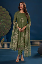 Load image into Gallery viewer, Green Pure Burberry Silk Digital Print Designer Dress
