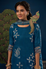 Load image into Gallery viewer, Pure Burberry Silk Digital Print Designer Salwar Kameez In Teal Color

