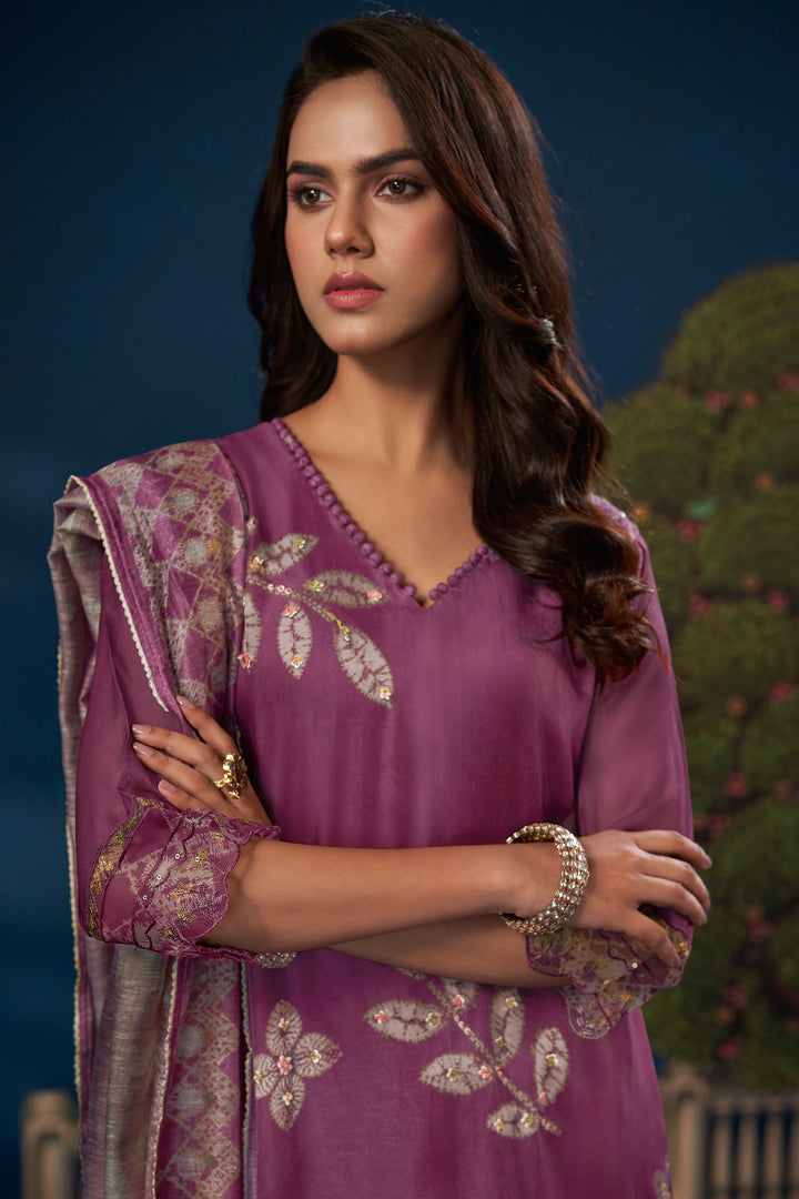 Pure Burberry Silk Digital Print Designer Salwar Suit In Pink Color