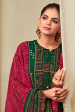 Load image into Gallery viewer, Dark Green Pure Bemberg Silk Fancy Placement Embroidery Palazzo Salwar Kameez