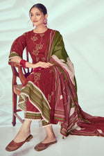 Load image into Gallery viewer, Pure Cotton Khadi Block Print Casual Salwar Kameez In Maroon Color
