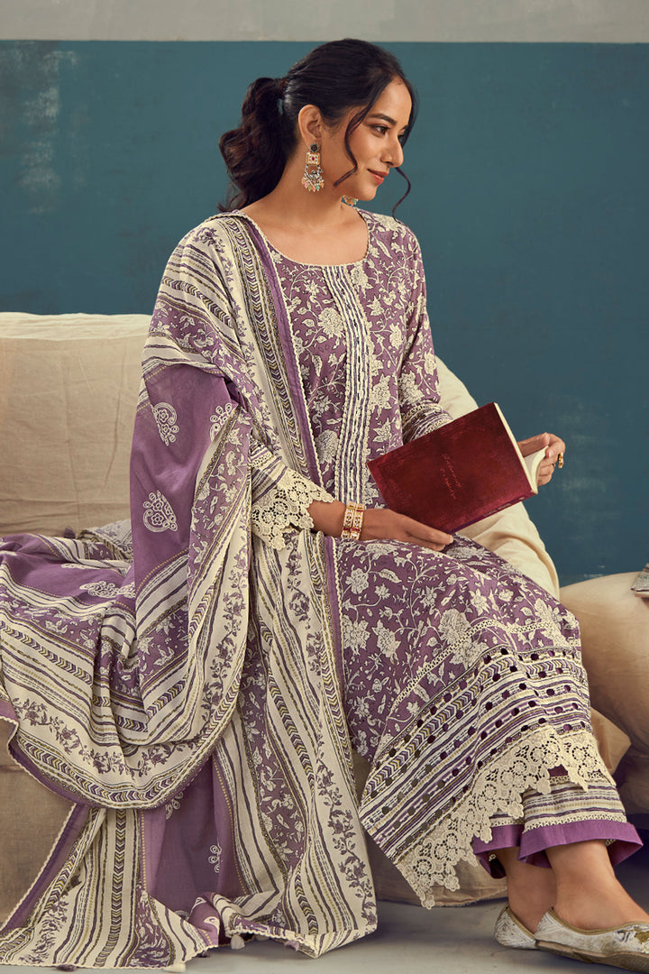 Ethnic Purple Cotton Salwar Kameez