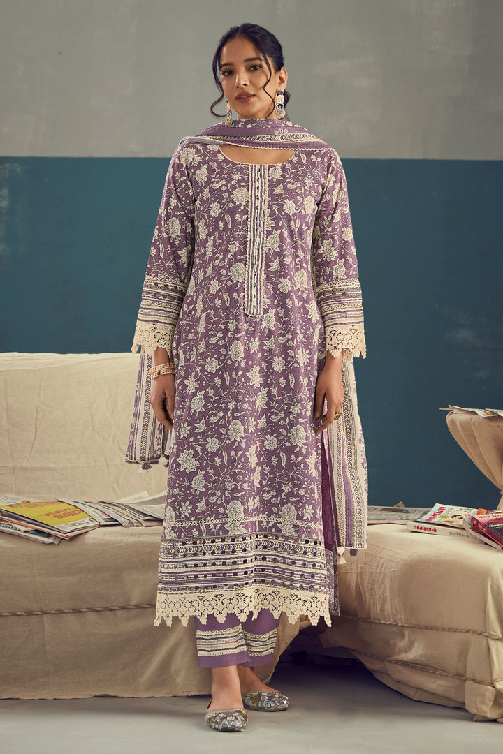 Ethnic Purple Cotton Salwar Kameez
