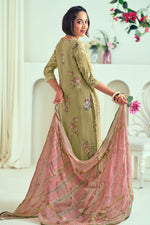 Load image into Gallery viewer, Dark Beige Pure Bemberg Georgette With Heavy Lucknow Embroidery Work Dress
