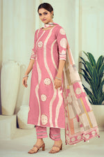 Load image into Gallery viewer, Pink Pure Cotton Digital Print With Handwork Casual Suit
