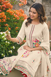 Pure Cotton Jacquard Borer Embroidered Designer Salwar Kameez