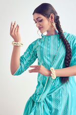 Load image into Gallery viewer, Cyan Color Pure Cotton Block Print Daily Wear Salwar Suit
