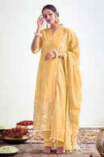 Load image into Gallery viewer, Pure Cotton Block Print Daily Wear Salwar Kameez In Yellow Color
