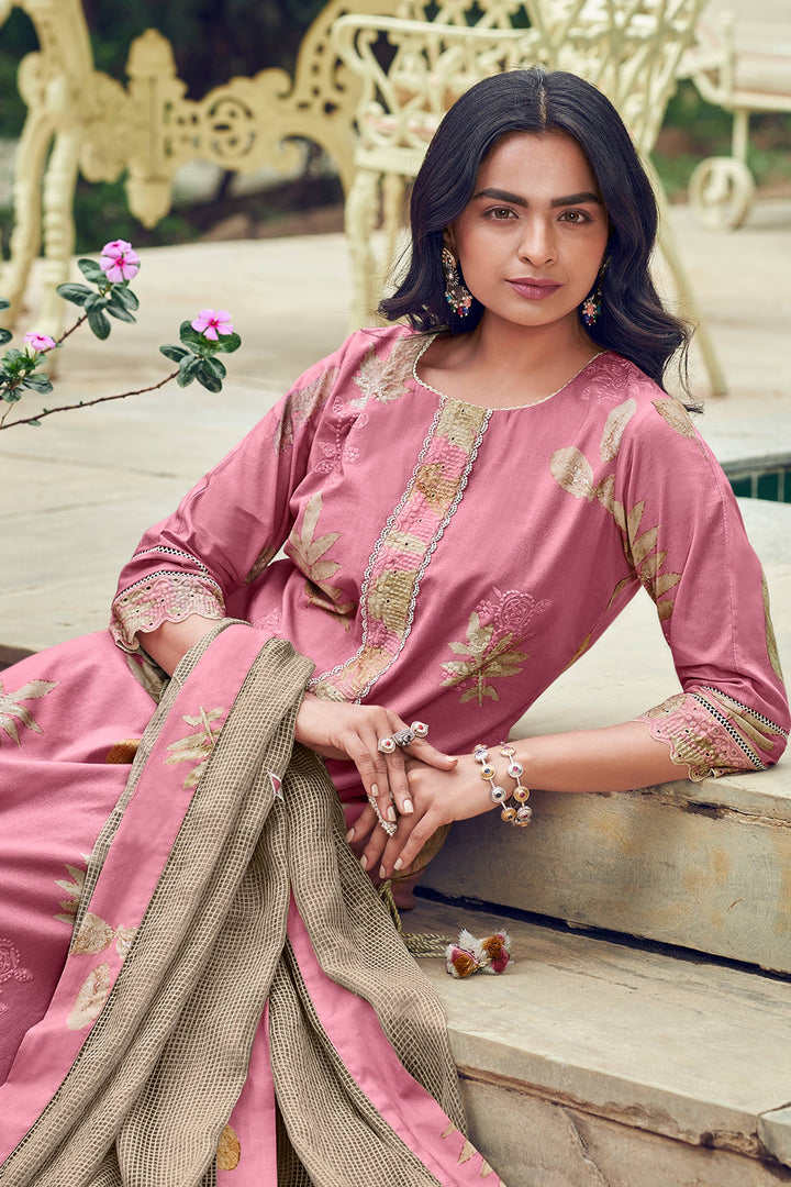 Premium Cotton Embroidery Digital Print Salwar Kameez