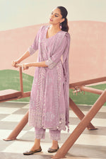 Load image into Gallery viewer, Lavender Pure Cotton Printed Straight Cut Dress
