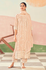 Load image into Gallery viewer, Pure Cotton Printed Straight Cut Salwar Suit In Peach Color
