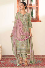 Load image into Gallery viewer, Pure Cotton Embroidery Digital Print Long Straight Cut Salwar Kameez
